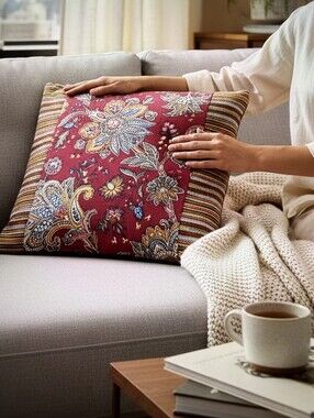 Home Accents Red Floral Paisley - Accent Pillow.